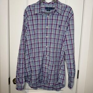 Ralph Lauren Slim Fit Performance Plaid Button Down Shirt Men's XXL
